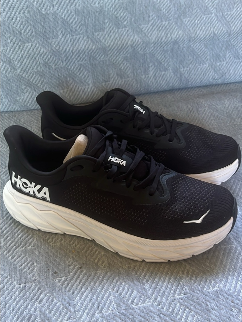 Hoka One One Men's Black and White Running Shoes